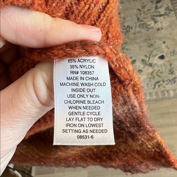 a.n.a V-Neck Sweater in Orange & Brown Stripes- XL - Picture 5 of 5